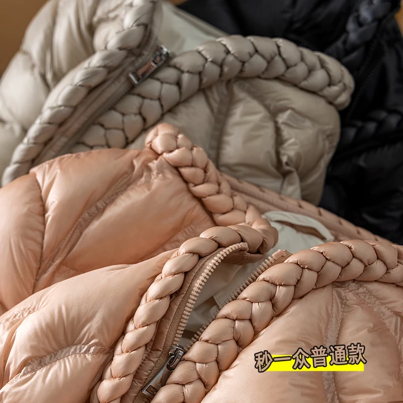 High Quality Winter Coat Women  90%  White Goose Down  Solid  100g-150g  Streetwear  Autumn/Winter  Wide-waisted  Zipper