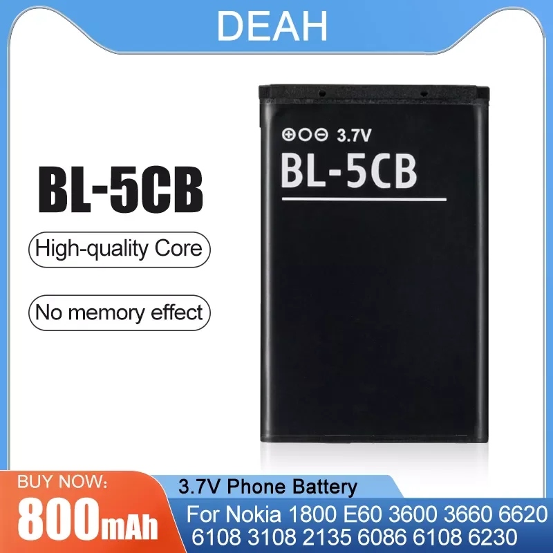 

3.7V BL-5CB BL5CB BL 5CB Replacement Phone Battery For Nokia N72 100 101 103 105 109 111 113 1000 1280 1110 1112 1116 3108 2135