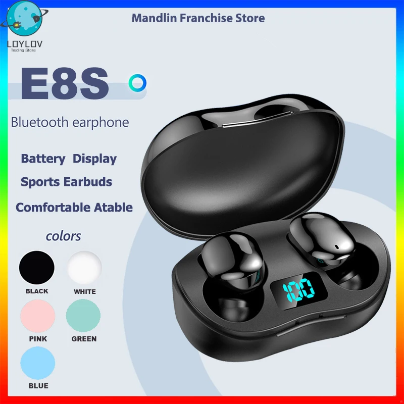 

E8S TWS Headphones Wireless Bluetooth Earphones Noise Reduction Headsets IPX4 Waterproof With Mic For Smartphones Sports Earbuds
