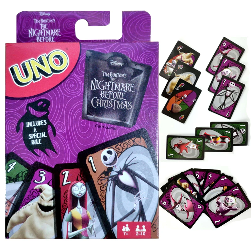 

Disney Board games Cartoon Nightmare Before Christmas UNO Skeleton Skull Playing cards Toys for Adults 18 Kids Birthday Gifts