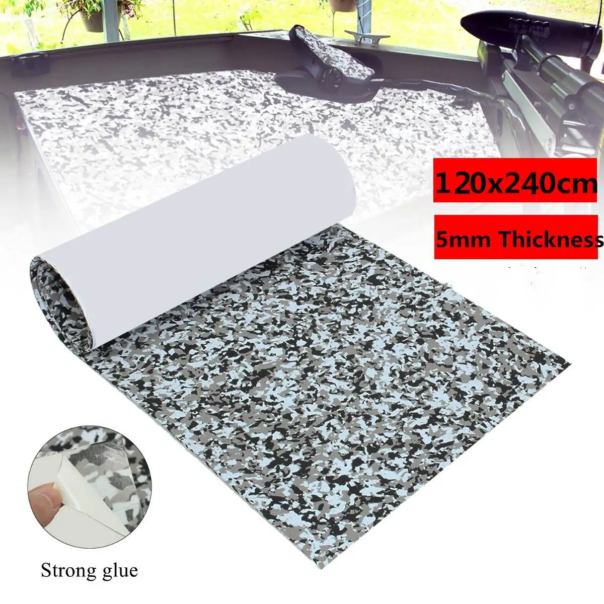 

5mm/6mm 240x120cm EVA Foam Teak Decking Sheet Brown/Gray Yacht Self-Adhesive Decking Mat Marine Vehicle Boat Flooring Faux Pad