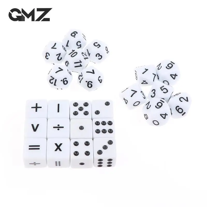 24 Pcs/Pack Dice Mathematical Arithmetic Cube Symbol Auxiliary Teaching Tool Add Subtract Multiply Divide Acrylic Fraction Dice