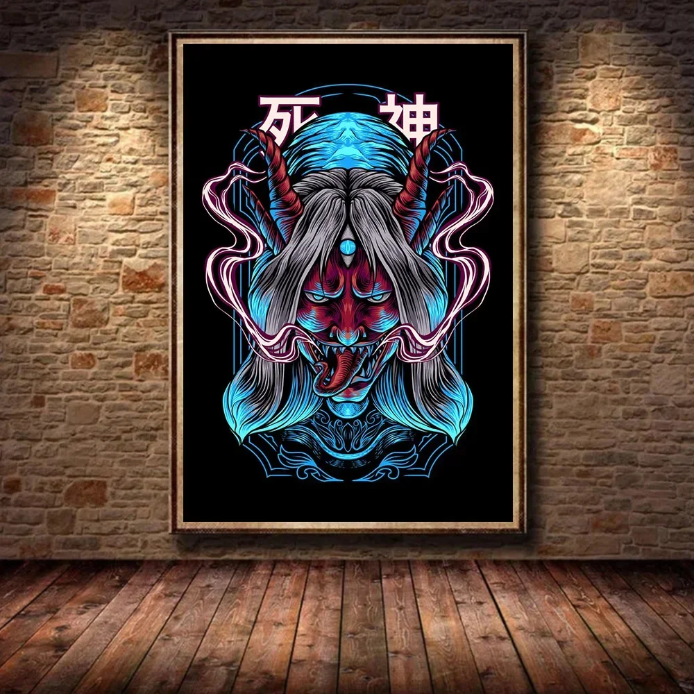 Японская культура демон они маска плакат печать для гостиной домашний декор Hannya