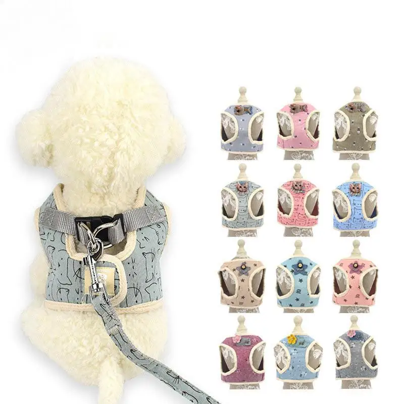 

Wholesale Fabric Pet Clothes Leash and Vest Cat and Dog Custom with Traction Rope Apparel Leisure Big Size New Arrival