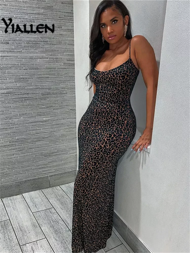 

Yiallen Autumn Fashion Sexy Mesh Sling Dress 2021 New Women Elegant Sleeveless Streetwear Party Long Dresses Lady Hot