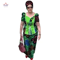 summer new african suits for women cotton short sleeve african clothes skirt set plus size african clothing traditional wy3202