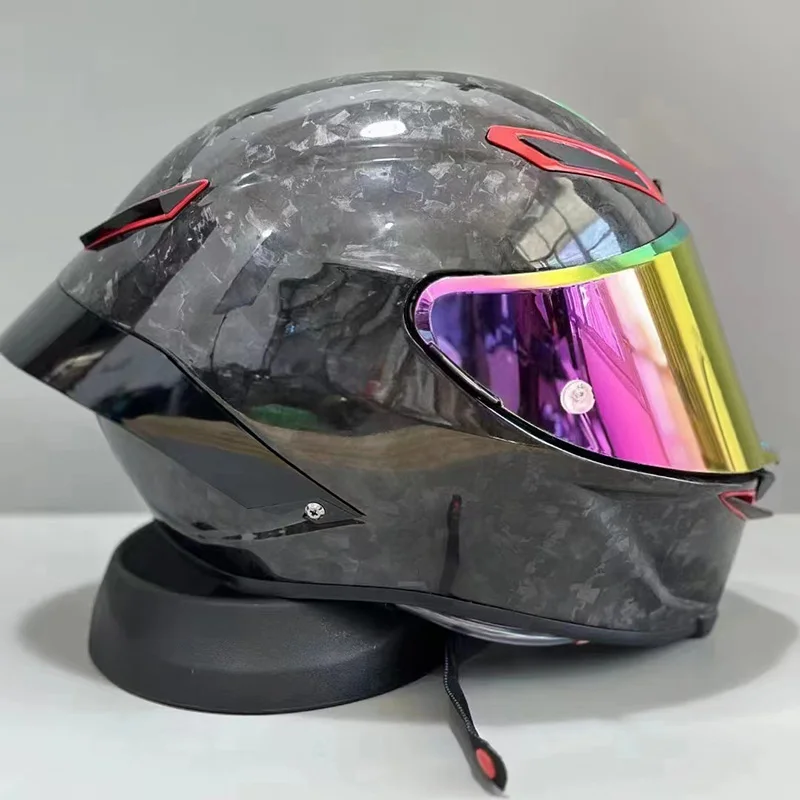 Шлем мотоциклетный глянцевый из углеродного волокна для мужчин и женщин