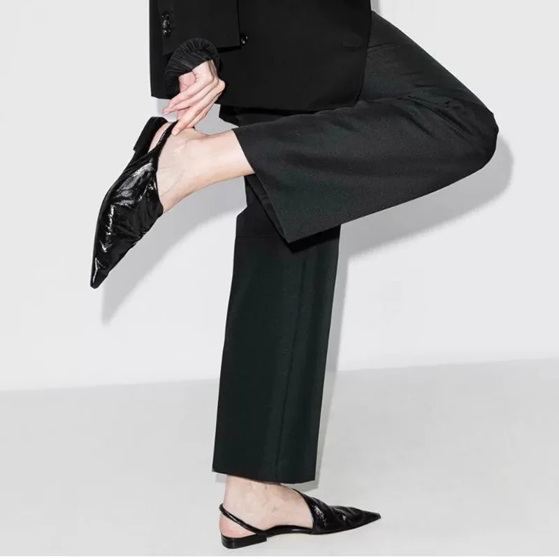 Women's Sandals Summer Footwear Pointed Toe Baotou Semi-Slippers High-Heeled Sandals Stiletto Mules Roman Gladiator Shoes Black