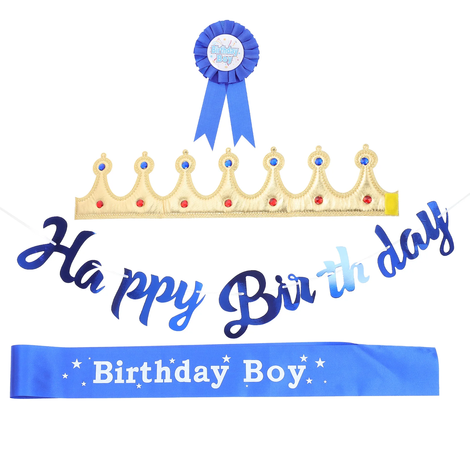 

Birthdayboy Sash Party King Pin Banner Boys Happy Princehat Kids Flagsupplies Hanging Ornament Badgegarland Baby Set Accessories