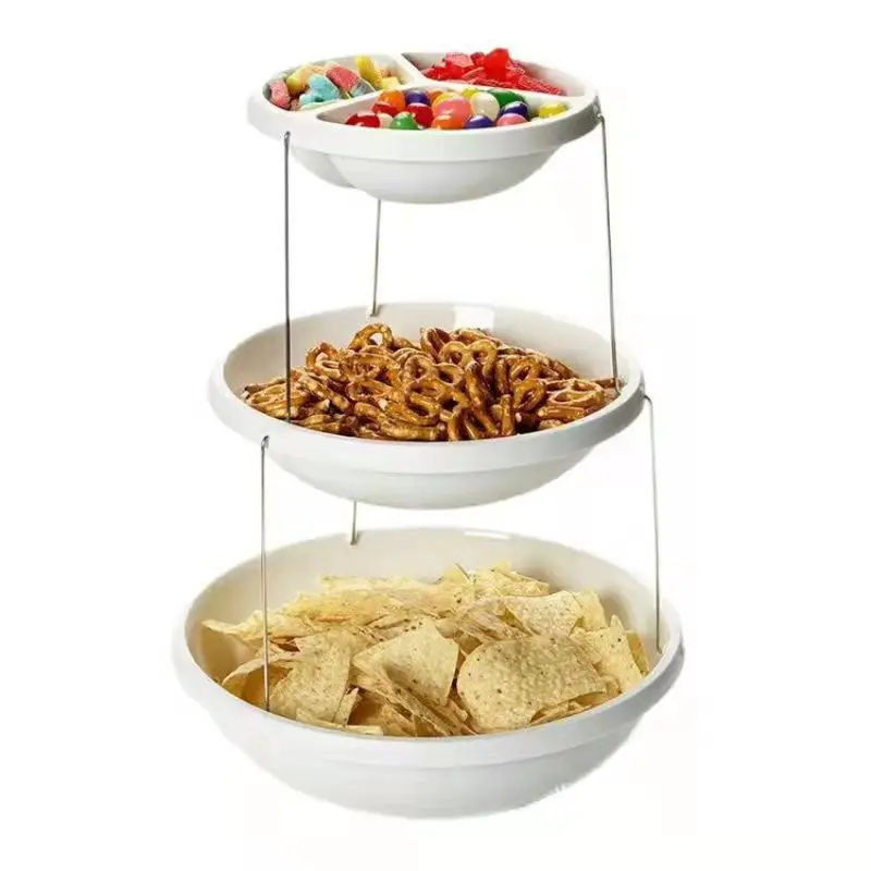 

Three-layer Folding Bowl Multifunctional Retractable Fruit Plate Candy Bowl Folding Rotating Party Cake Dish Packaging Box