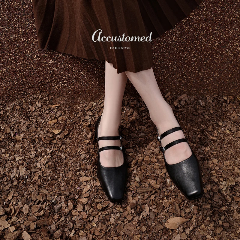 Женские базовые туфли Мэри Джин во французском стиле элегантные с квадратным