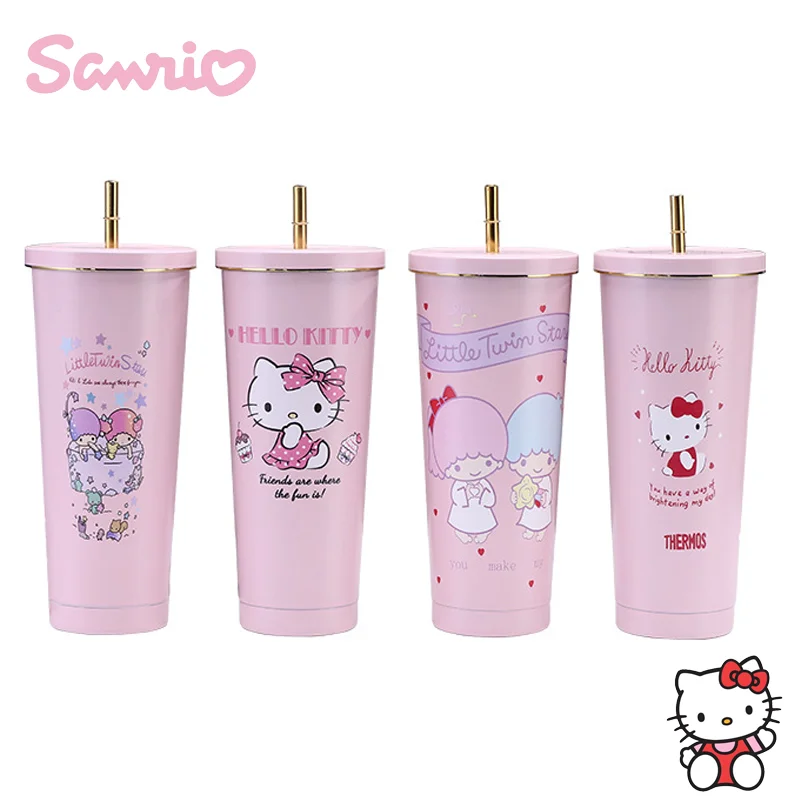 

Sanrio Hello Kitty Thermal Mug Kawaii Kuromi Little Twin Star Cartoon Cute Ice Bar Cup 304 Stainless Steel Car Thermal Mug
