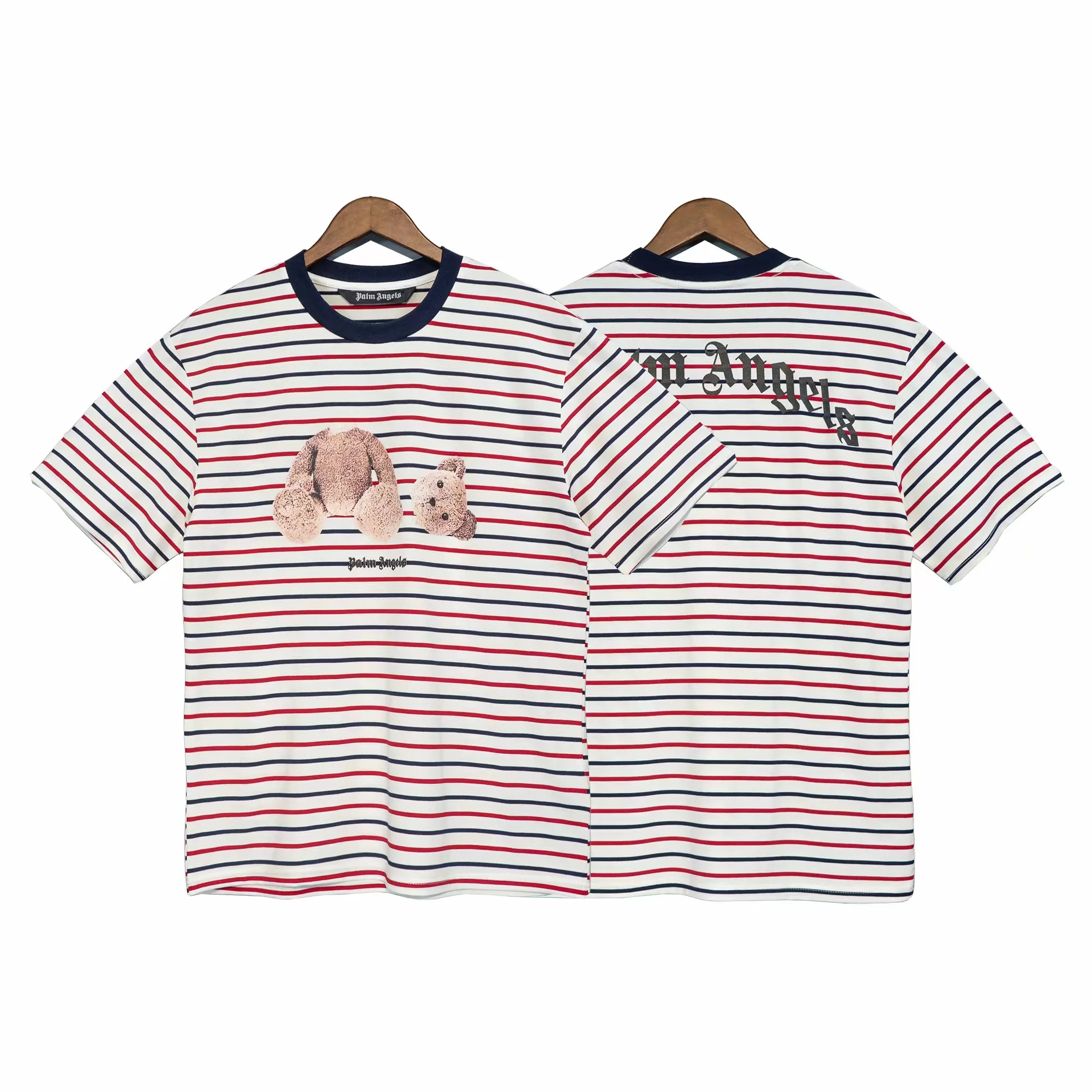 

Palm Angels 22SS new men's and women's couple models cartoon bear short-sleeved T-shirt classic stripe cotton T Shirt