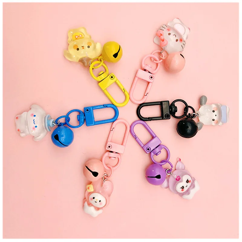 

Брелок Sanrio с мини-колокольчиком Hello Kitty моя мелодия коричная сумка чехол для наушников медальон Предотвращение Забавный аниме аксессуар подарок