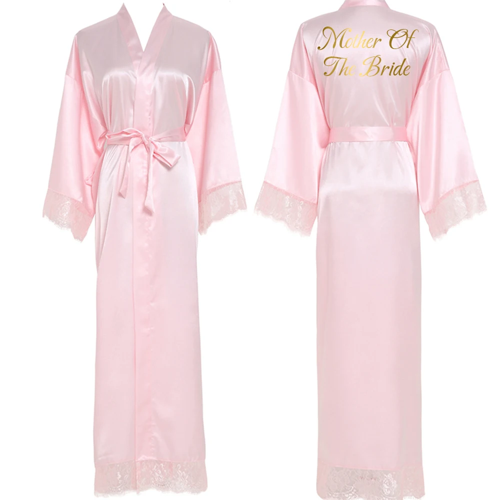 Women Sexy Long Large Plain Bride Kimono Silk Robe Satin Night Dress Wedding Bathrobe Lace Robe Ladies Gowns Custom Your Text