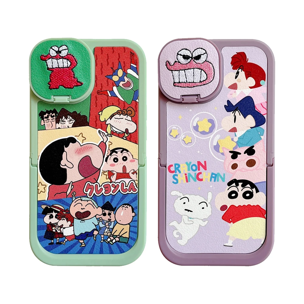 

Cartoon Wind Sticker Leather Printing with Holder Phone Case for Iphone14 14Promax 14Pro 13Pro 12Promax 11Promax Anti-fall Shell