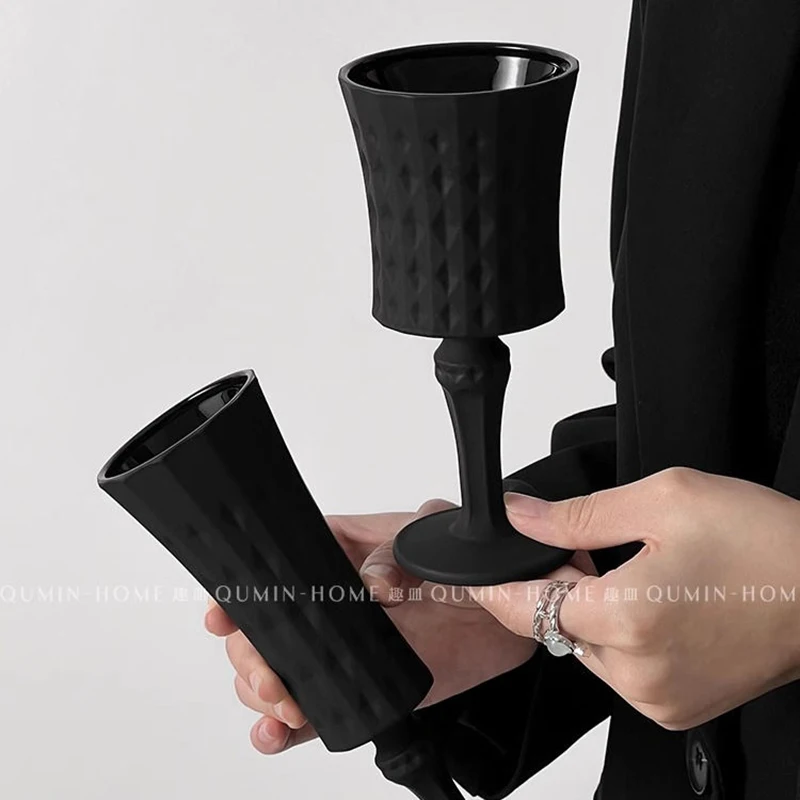 Винтажные черные бокалы для вина с рисунком шампанского 1 шт.