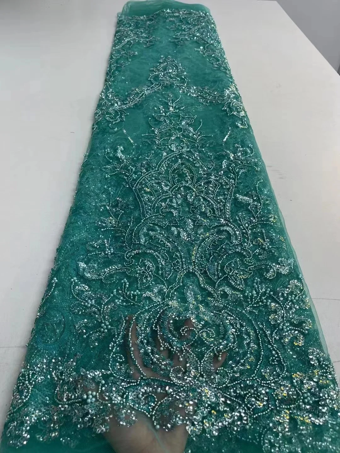 

Luxurious Gold Sequence Lace Fabrics Nigeria Lace 2022 Embroidery Mesh Lace Fabric 3D Beaded African Wedding Lace Fabric