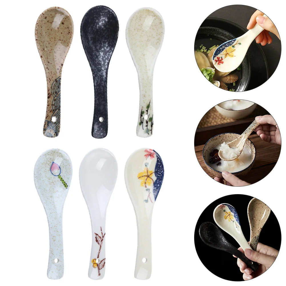 

Spoon Spoons Soup Ceramic Asian Rice Chinese Porcelain Ramen Japanese Serving Dessert Porridge Coffee Appetizer Wonton Salad