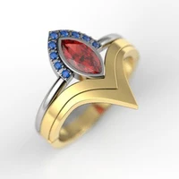 fashion natural red blue glass filled rings for women simple style creative marquise v shaped ring set promise ring party gift