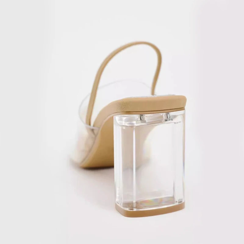 Женские мюли JOZHAMTA летние сандалии из ПВХ на толстом высоком каблуке размеры 34-43