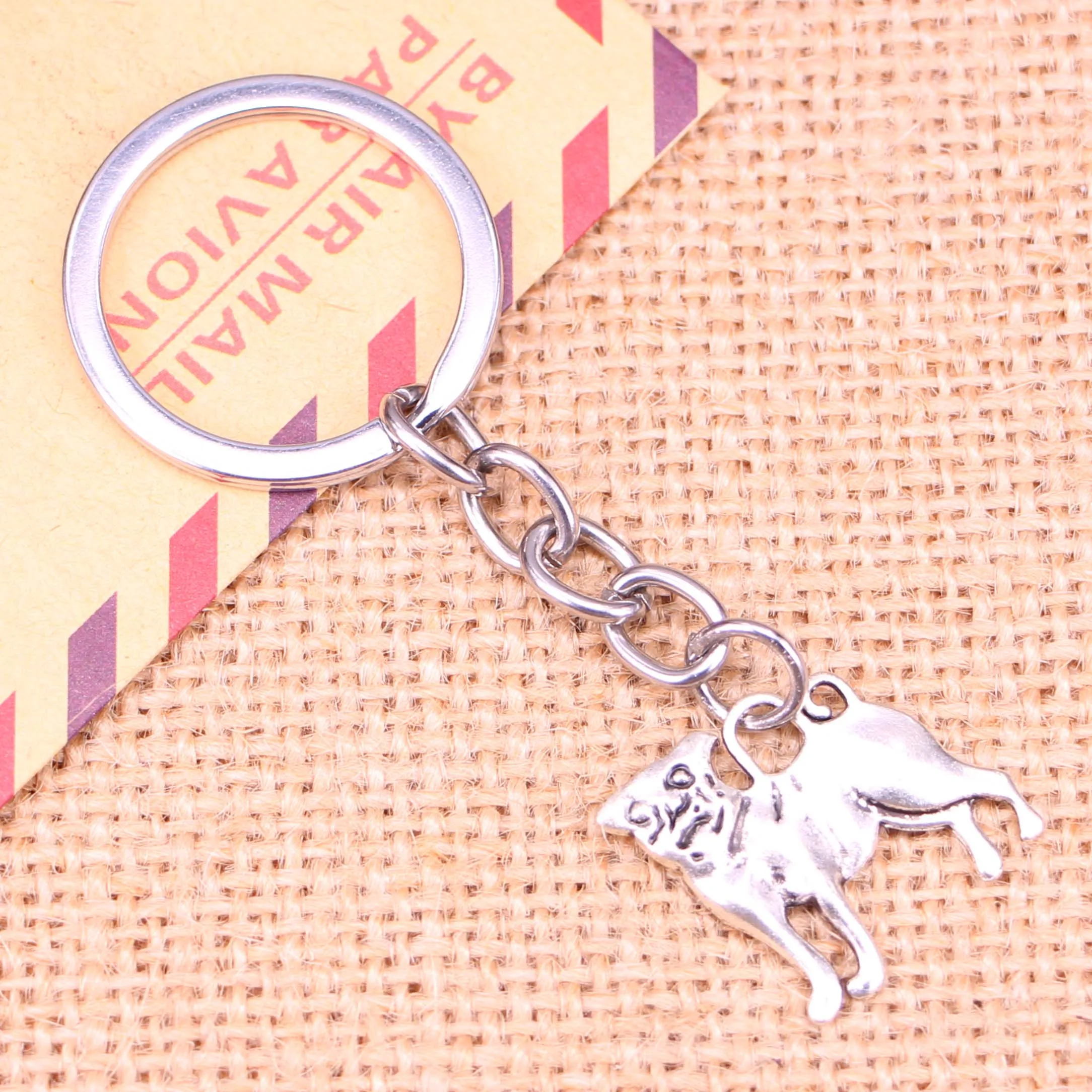 

20pcs New Fashion Keychain 20x22mm dog pug Pendants DIY Men Jewelry Car Key Chain Ring Holder Souvenir For Gift