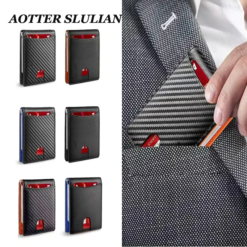 

ID Credit Holder Wallet Luxury Men Anti RFID Blocking Bank Card Protected Cover Microfiber Mini Money Wallets Cardholder Pouch