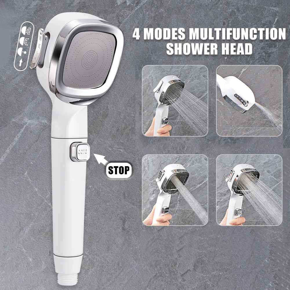 

Bathroom supplies High Pressure Shower Head Adjustable With Switch Water Saving Shower Nozzle 4 Modes High Pressure