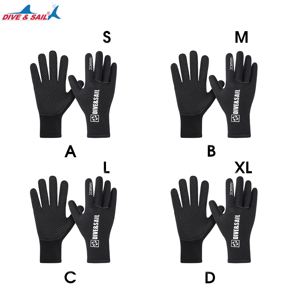 

DIVE SAIL 3MM Warm Gloves Wear-resistant Elastic Glove Anti-slip Scratch-proof Hand Protection Thermal Equipment S