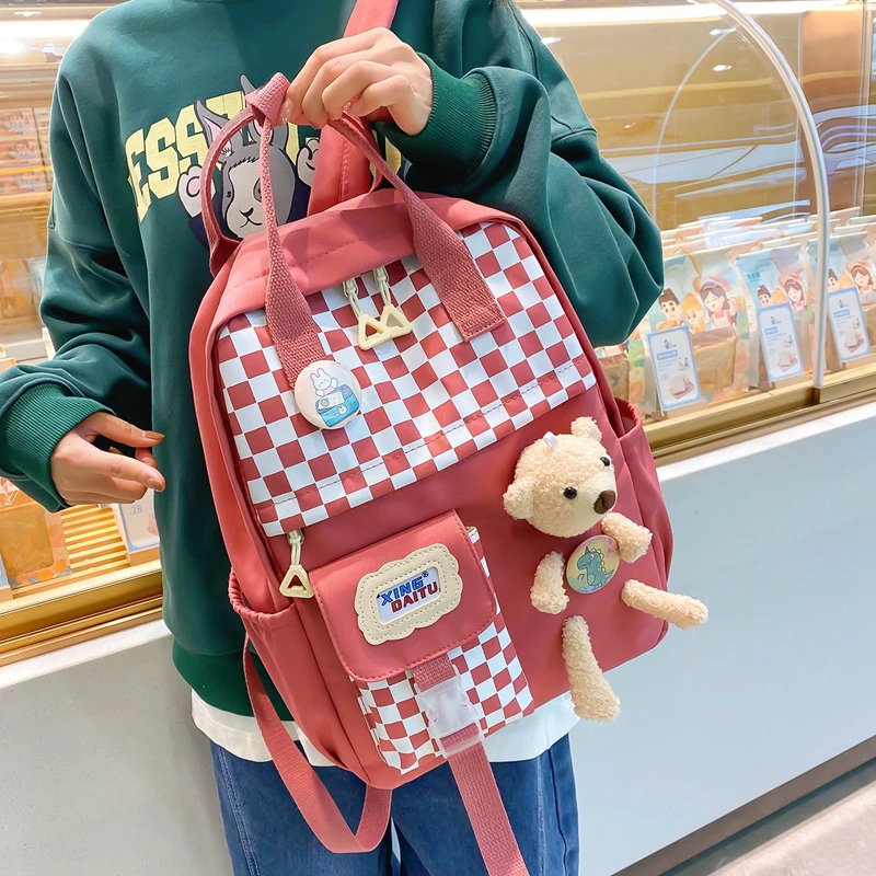 

Дизайнерский Однотонный женский рюкзак для ноутбука 2023, милые школьные ранцы для девочек-подростков, японские дорожные сумки для кемпинга
