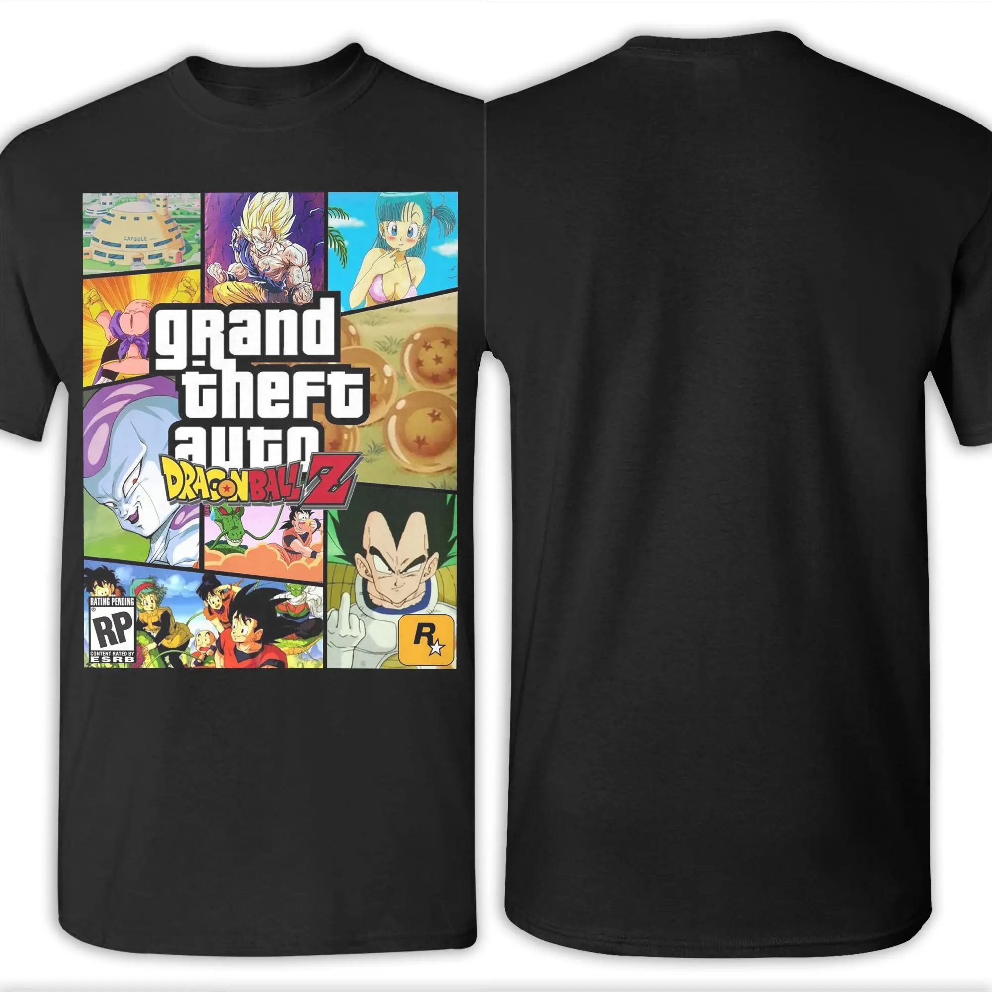 Фото Модные футболки Grand Theft D-Dragon Ball Z, мужские футболки с круглым воротником, 100% хлопок, футболка с короткими рукавами, топы с графическим принтом №5