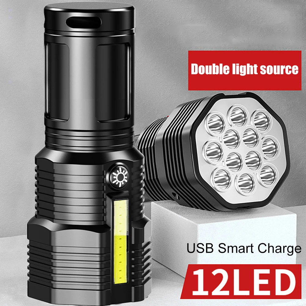 

IPX4 Waterproof Powerful Flashlight Micro USB Charging LED+COB Ultra Bright Lantern 4 Gears 500lm 1200mAh Outdoor Equipment