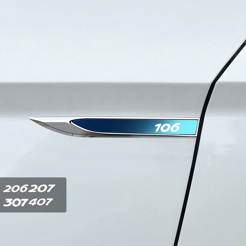 

2pcs Car Metal Sticker Fender Modifications Laser Emblem For Peugeot 106 206 207 307 407 Car Styling Exterior Accessories