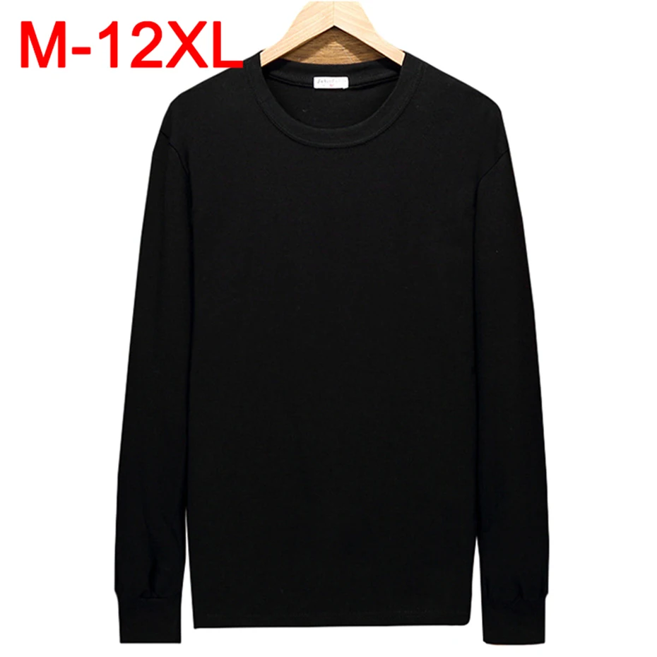 

Men Plus Size Long Sleeve T-shirts Spring Autumn Fashion Casual Cotton T Shirt Solid Color Tee Tops 12XL 11XL Clothes for Man