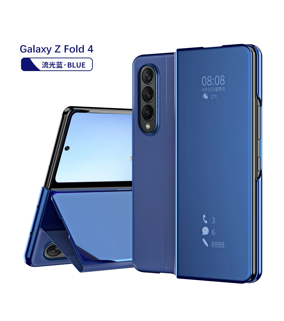 

Smart Mirror Flip Case For Samsung Galaxy Z Fold 3 5G W22 Plating PU Leather Kickstand Shockproof Cover For Galaxy z fold4 Funda