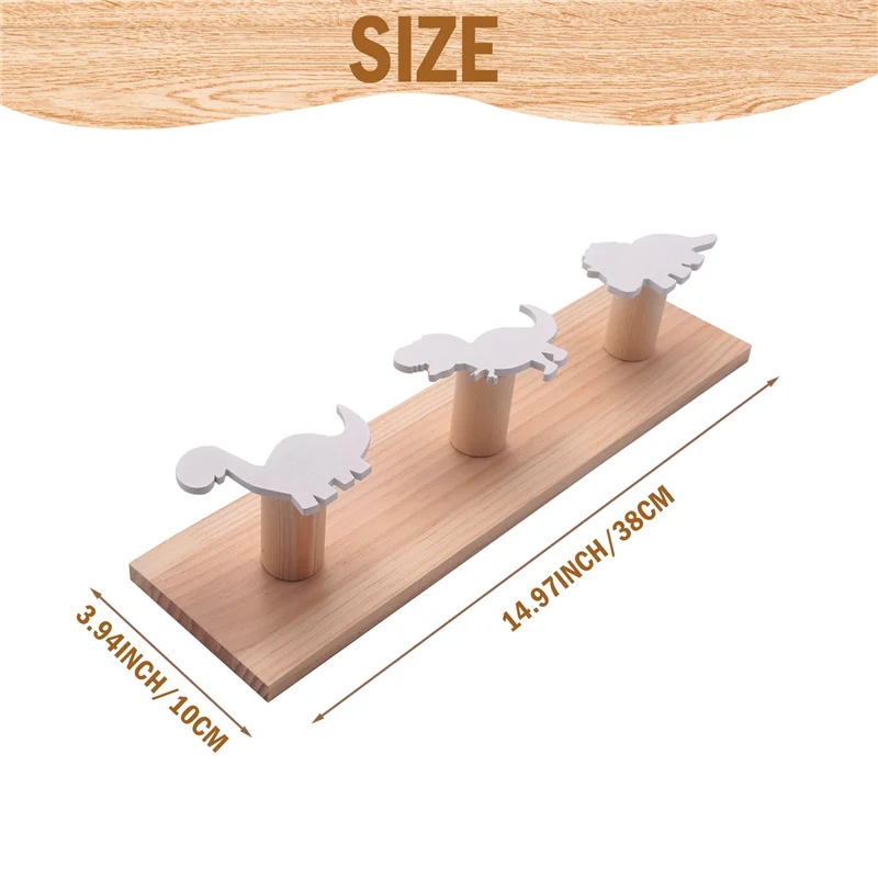 

Kids Dinosaur Coat Hooks Wooden Door Hanger for Bedroom Nursery Playroom Decorations -White