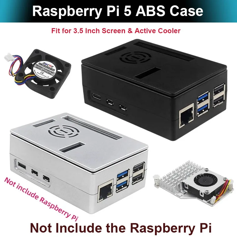 Raspberry Pi 5 ABS Чехол черный серебристый пластиковый корпус опционально 3 дюймовый