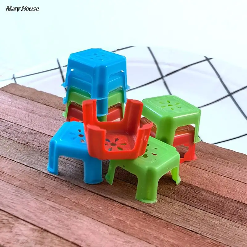 

10Pcs 1:12 Dollhouse Miniature Furniture Chair Stool Model Toys for Mini Decoration Dollhouse Accessories