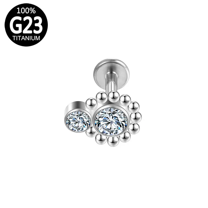 G23 Titanium Tragus Helix Piercing Zircon Tongue Body Lip Clicker Studs Septum Unisex Earrings Jewelry for Women Accessories