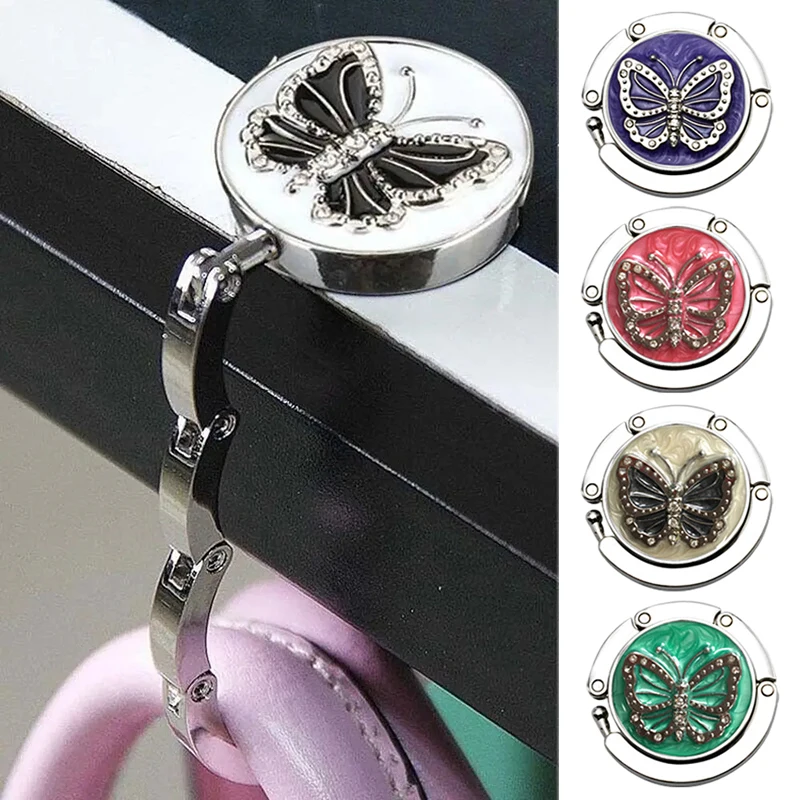 

Round Butterfly Desk Side Bag Hooks, Y2k Style Creative Foldable Bag Hook Clasp, Table Edge Hanging Bag Hook, Gothic Metal Hooks