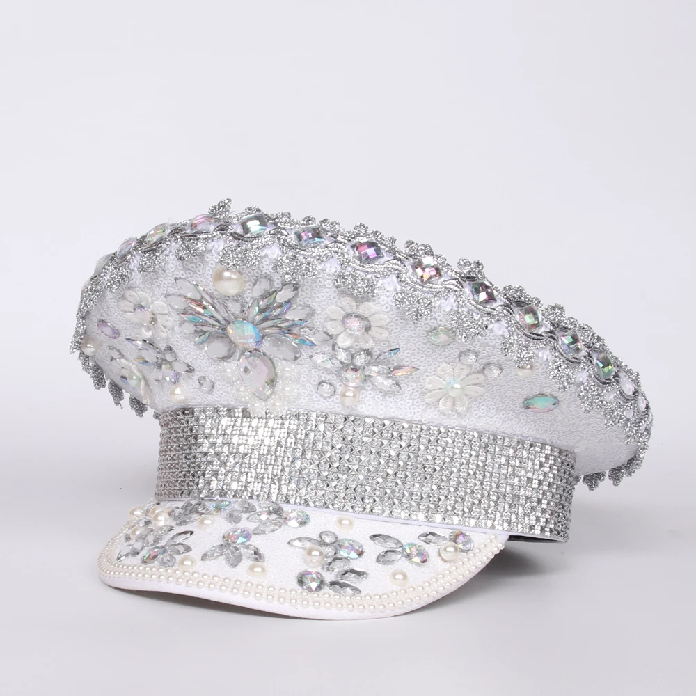 Роскошная женская шапка Стразы невесты в стиле милитари свадебная для курицы