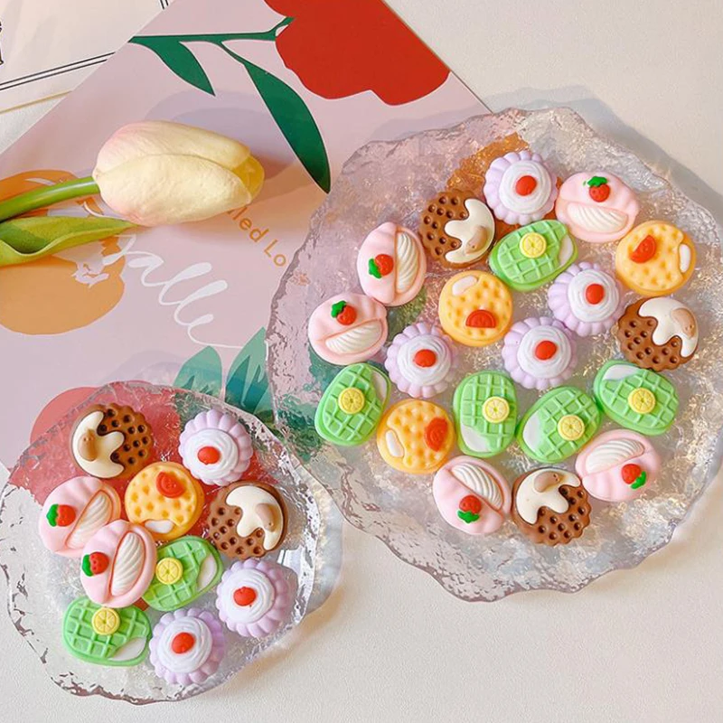

10Pcs Mini Cute Simulation Biscuit Resin Flat Back Cabochon Scrapbook DIY Phone Case Decor Accessories