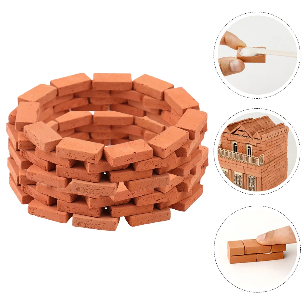 

150 Pcs Mini Small Red Brick Miniature Scene Models Supplies Handmade Layout Decors Micro Toys DIY Garden Clay Furniture Tiny