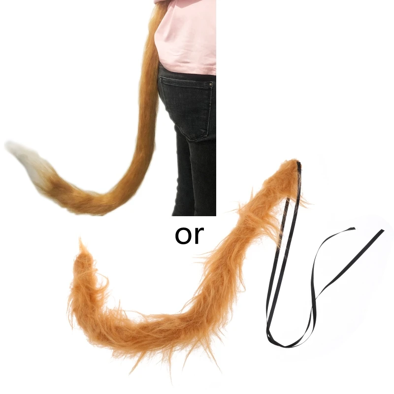 

Long Plush Kitten Tail Anime Lolita Make Up Costume for Adult Kids Decorative