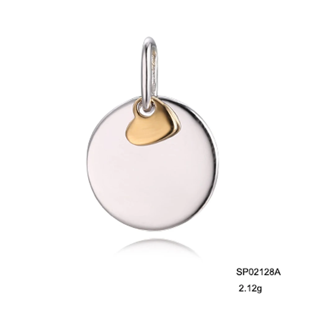 

Grace Disc Round Heart Small Custom 925 Sterling Silver Necklace Charms Pendant