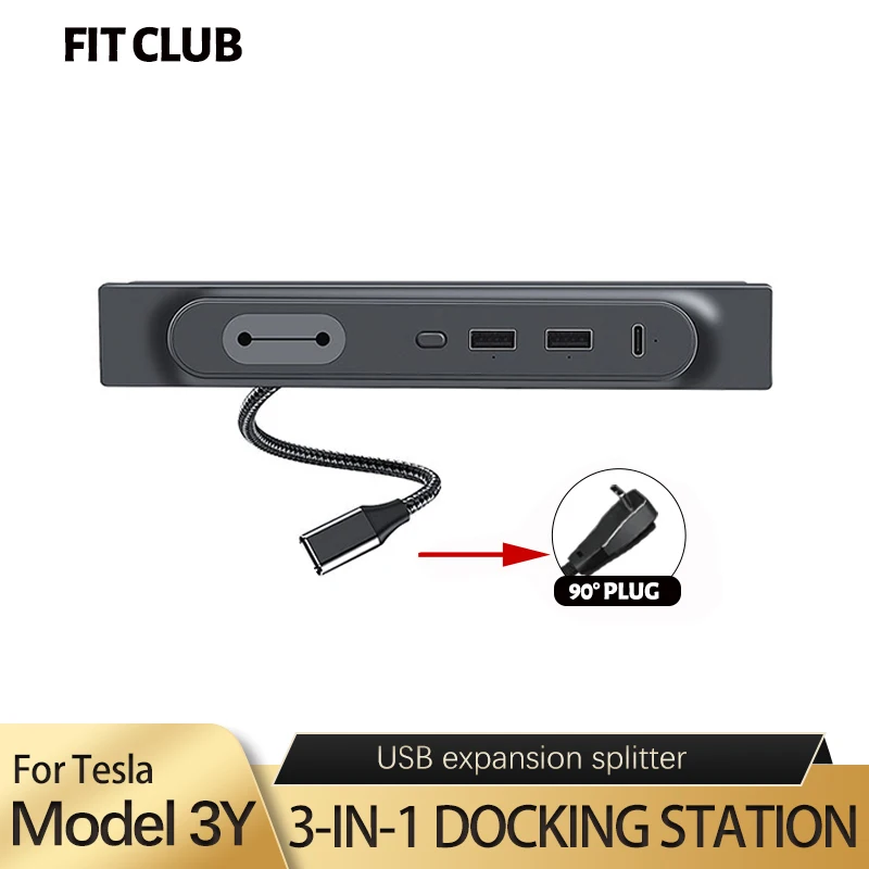 FIT CLUB For 2021 Tesla Model3  ModelY HUB Model 3 Accessories USB Splitter Hub Docking Station Speed Max Hub Extender Charger