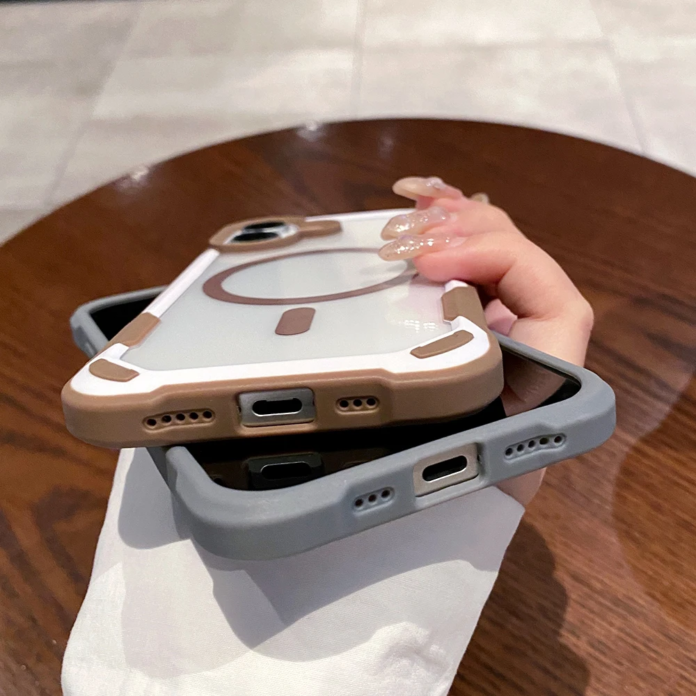 Чехол для зарядки телефона Desert Titanium Gold Armor Magsafe iPhone 16 15 14 13 12 11 Pro Max Plus прочная