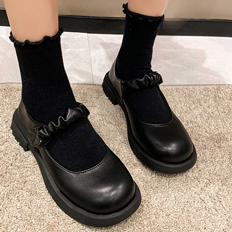 

Flats Casual Low Heels Women Round Toe Loafers Shoes Fashion New Autumn Platform Shoes 2022 Mary Janes Women Party Dress Shoes