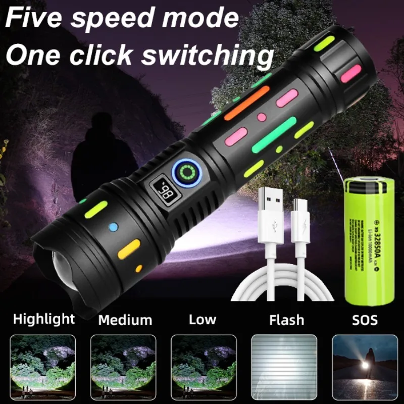 Мощный Белый Светодиодный Фонарик С Фотовспышкой Многофункциональный Проектор