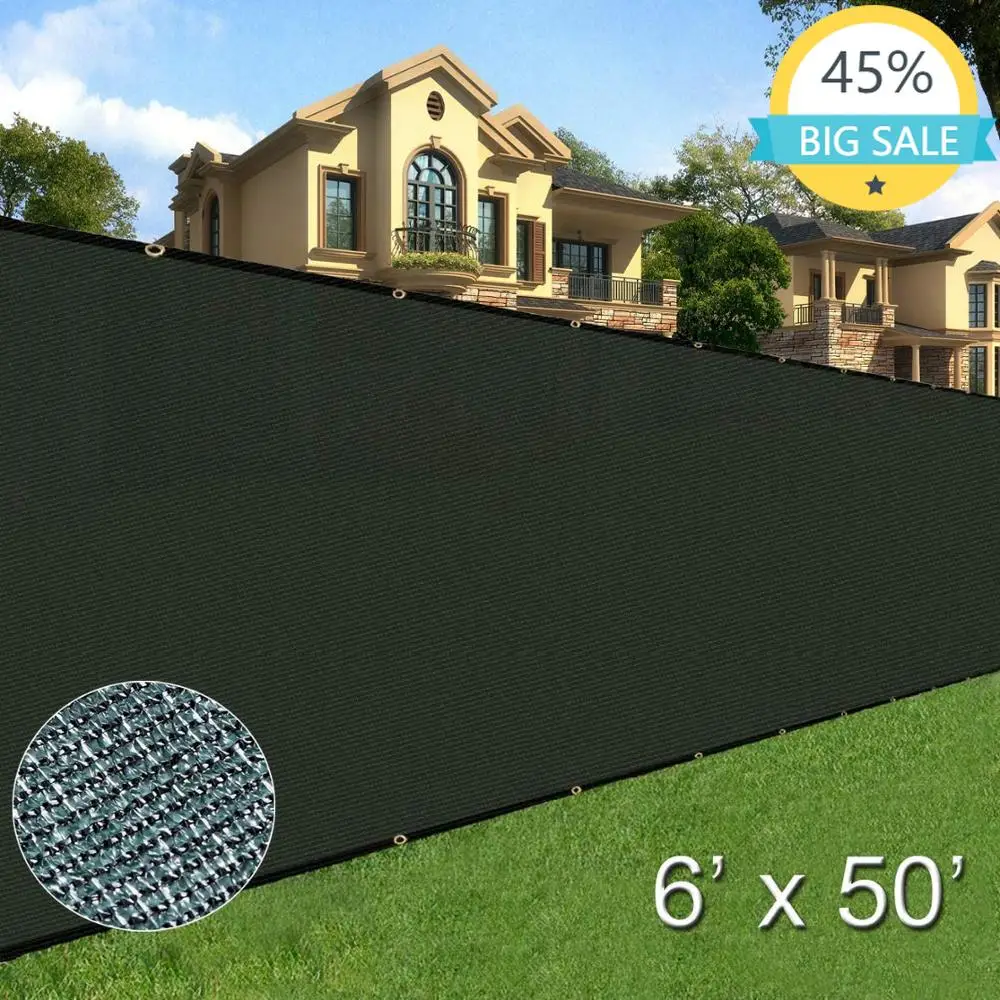 

6 feet x 50 feet Privacy Screen Fence Heavy Duty Fencing Mesh Shade Net Cover for Wall Garden Yard Backyard (Green)